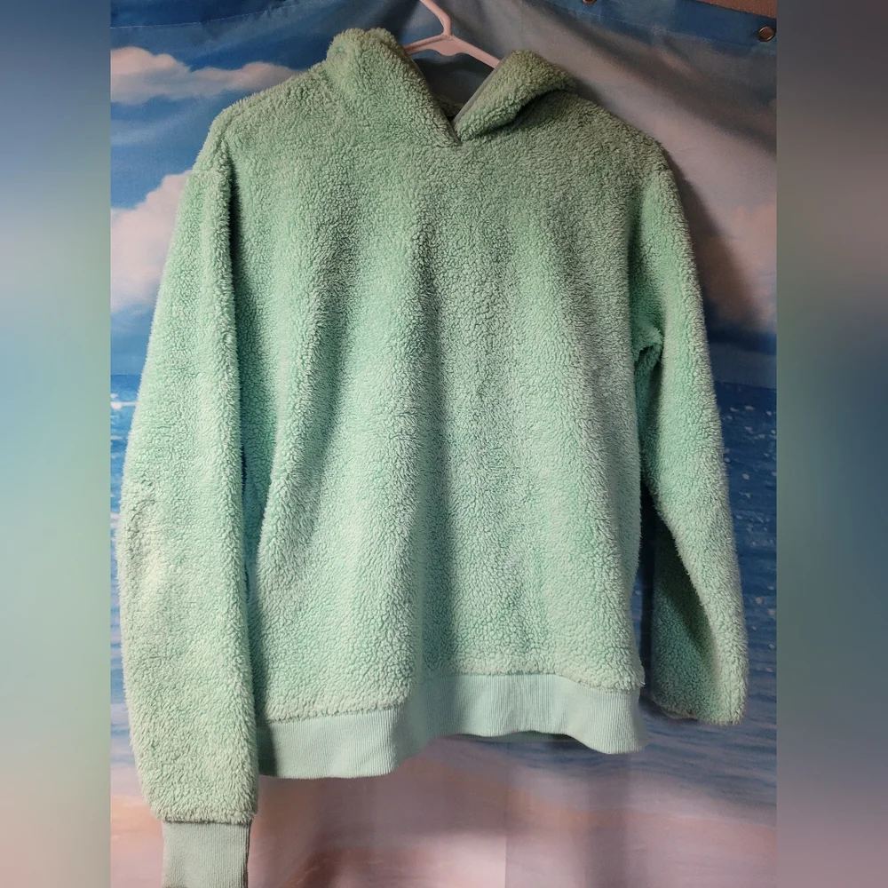 Athleta Girl‎ Sherpa Fleece Mint Green Sweatshirt Hoodie Size XXL 16